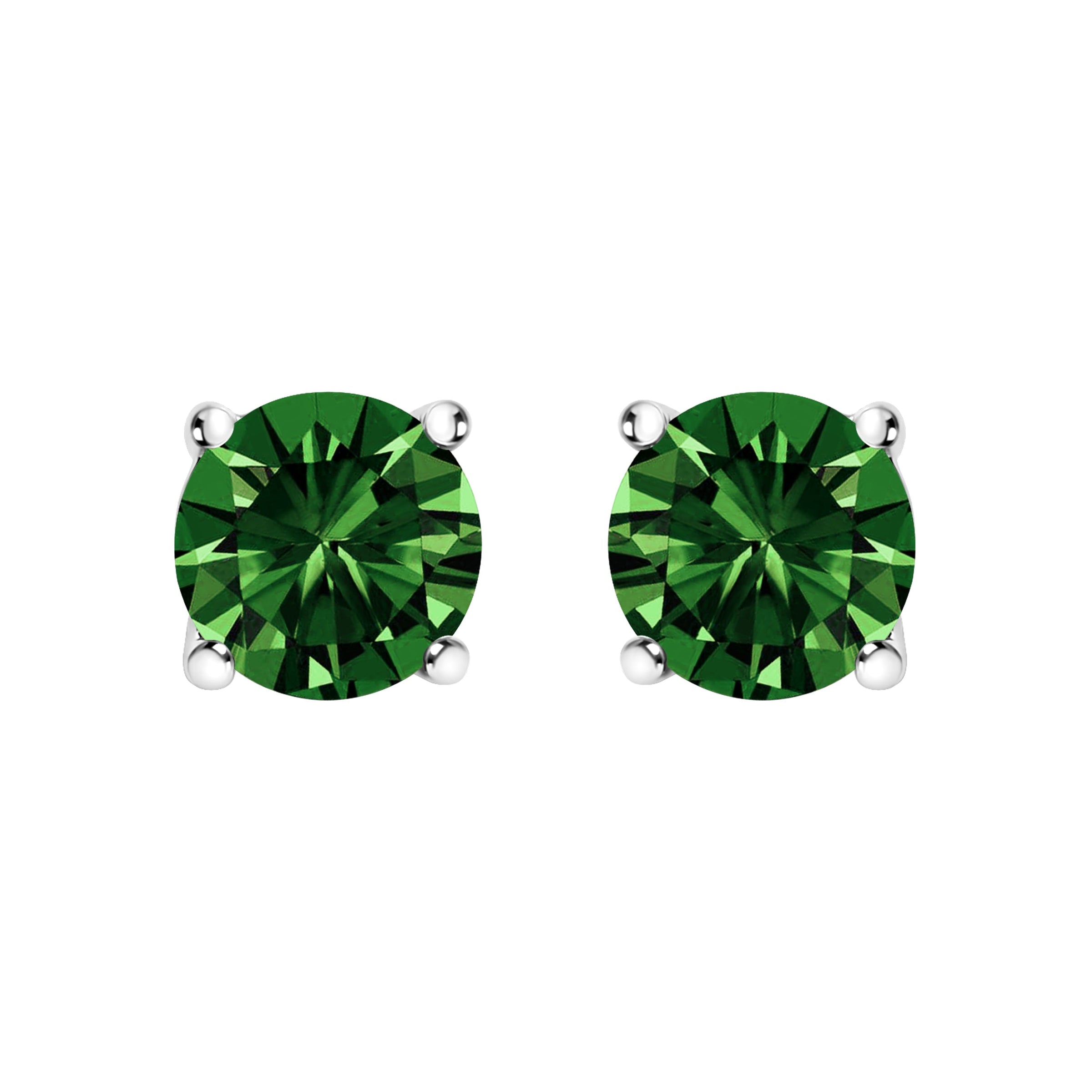 14K White Gold 1/2 Cttw Lab Grown Green Diamond Classic Solitaire Stud Earrings with Pushback