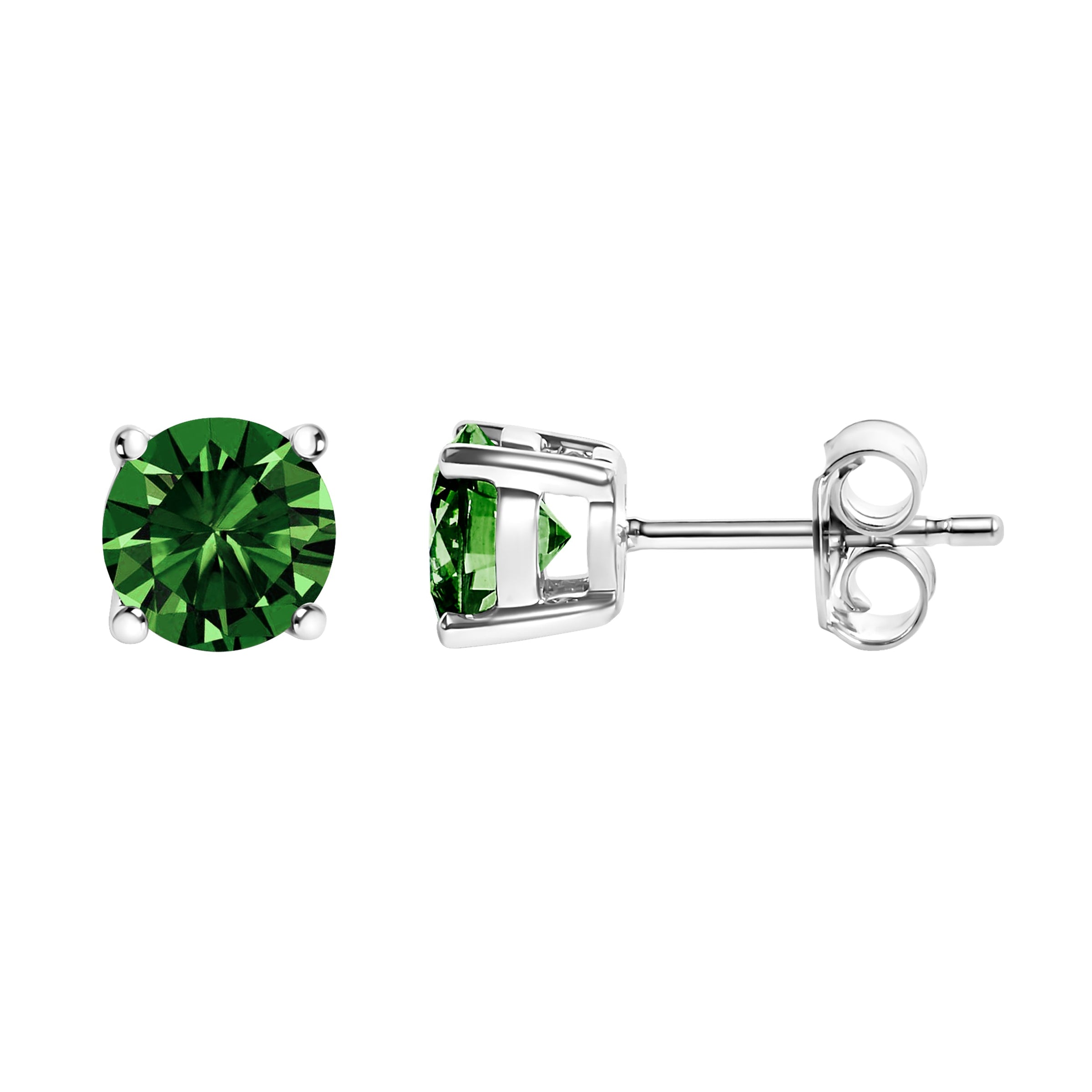 14K White Gold 1/2 Cttw Lab Grown Green Diamond Classic Solitaire Stud Earrings with Pushback