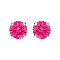 14K White Gold 1/2 Cttw Round Brilliant Cut Lab Grown Pink Diamond 4-Prong Classic Solitaire Earrings (Pink Color, VVS2-VS1 Clarity)
