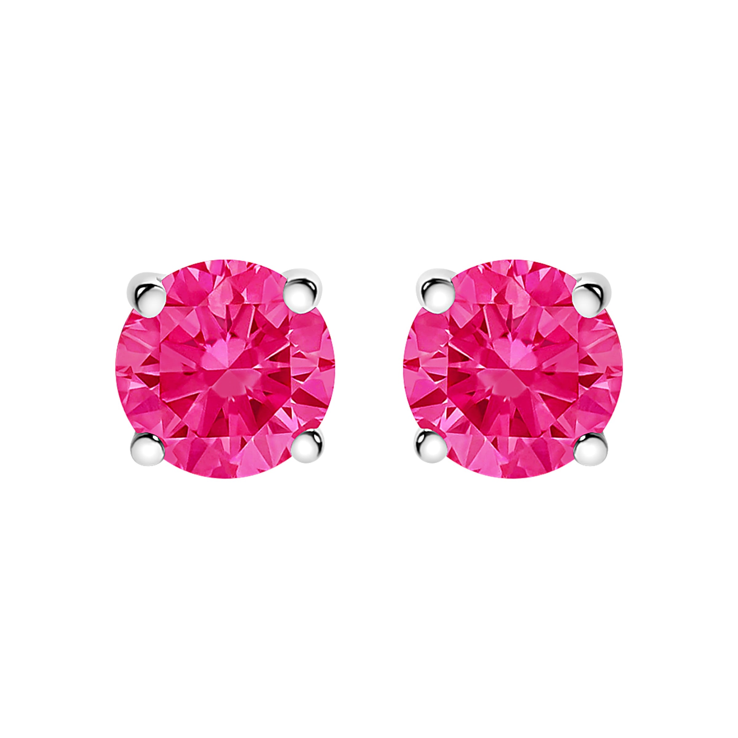 14K White Gold 1/2 Cttw Round Brilliant Cut Lab Grown Pink Diamond 4-Prong Classic Solitaire Earrings (Pink Color, VVS2-VS1 Clarity)