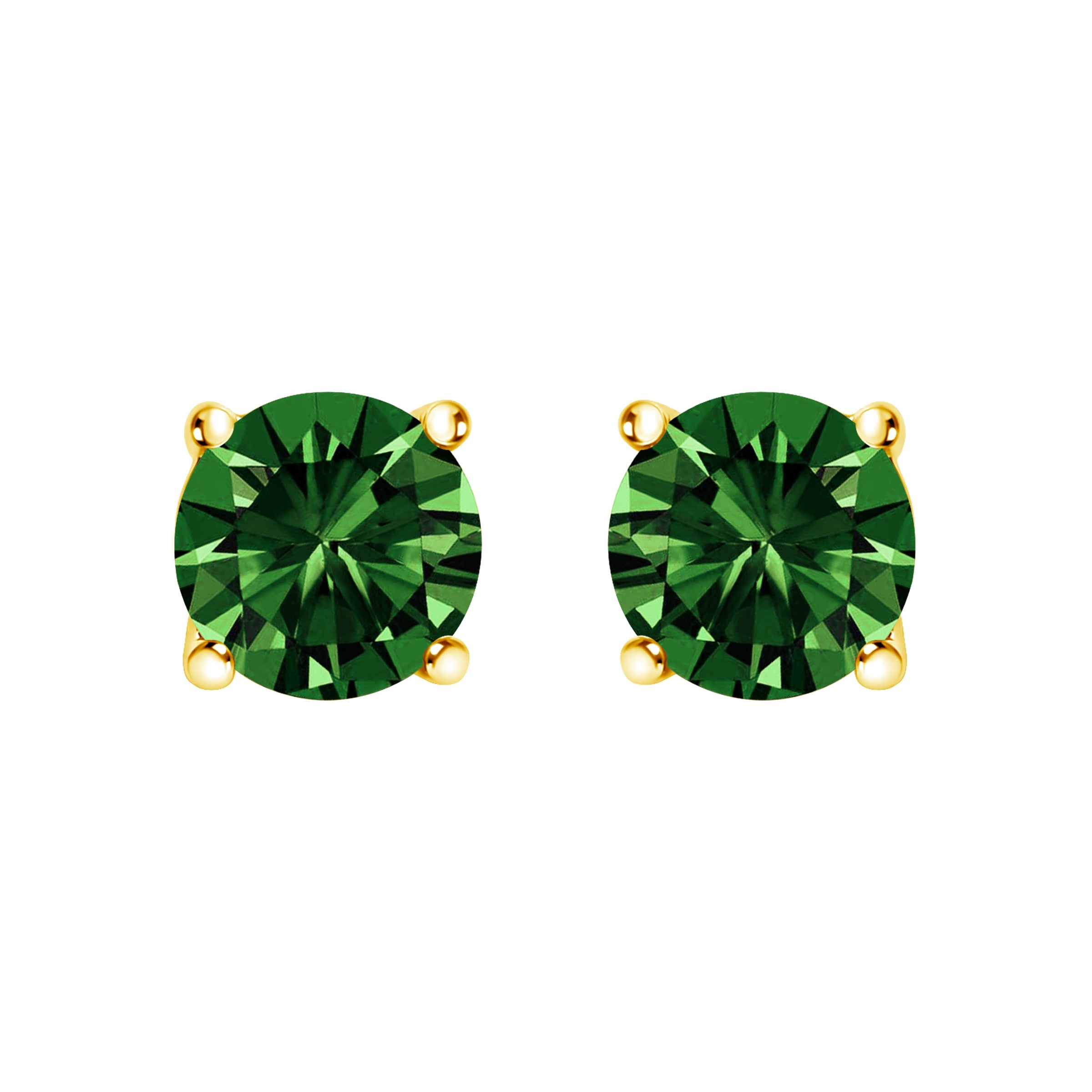 14K White Gold 1/2 Cttw Lab Grown Green Diamond Classic Solitaire Stud Earrings with Pushback