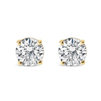 14K White Gold 1.0 Cttw Round Brilliant Cut Lab Grown White Diamond 4-Prong Classic Solitaire Stud Earrings (F-G Color, VS1-VS2 Clarity)