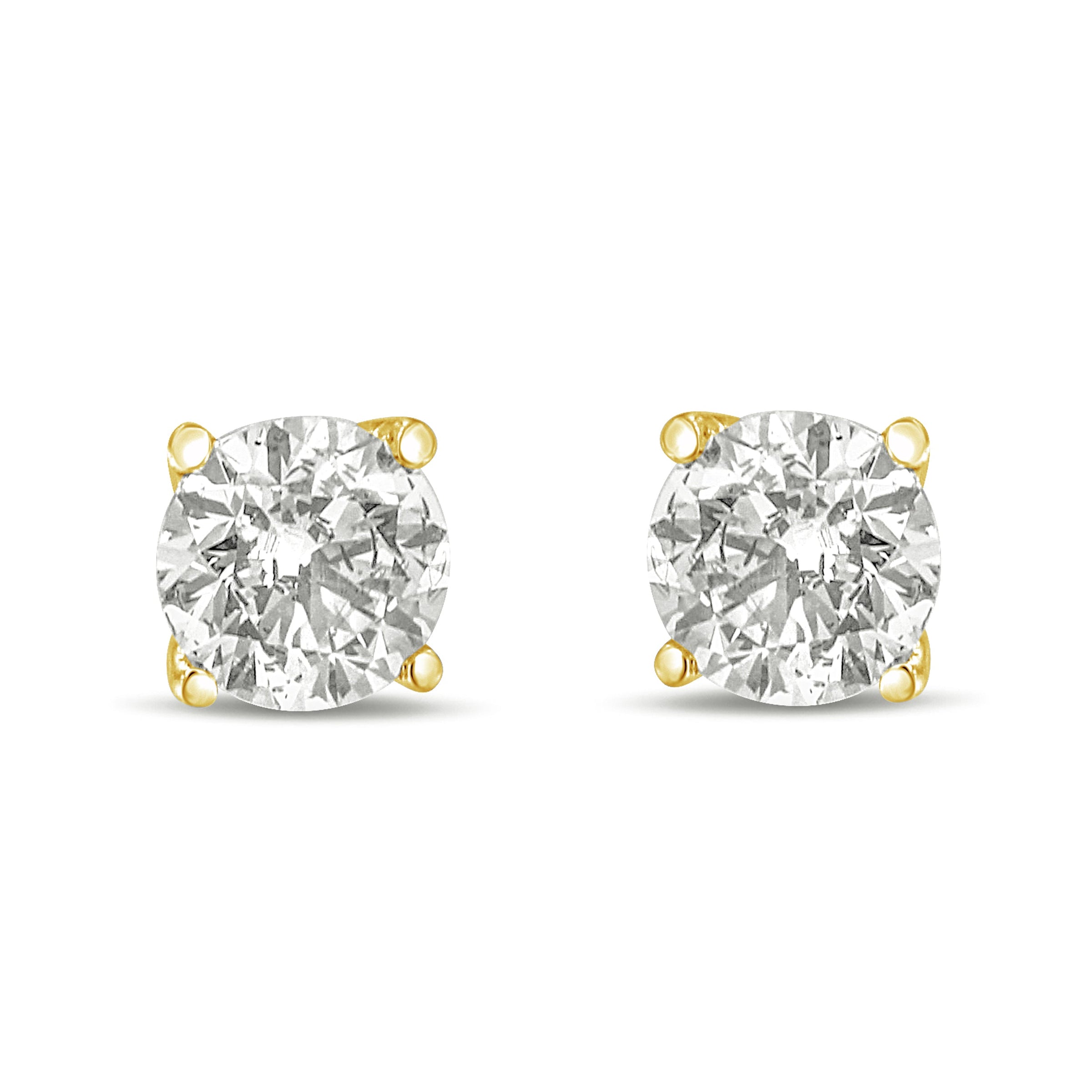 14K Yellow Gold 1.0 Cttw Lab Grown Diamond Solitaire Stud Earrings