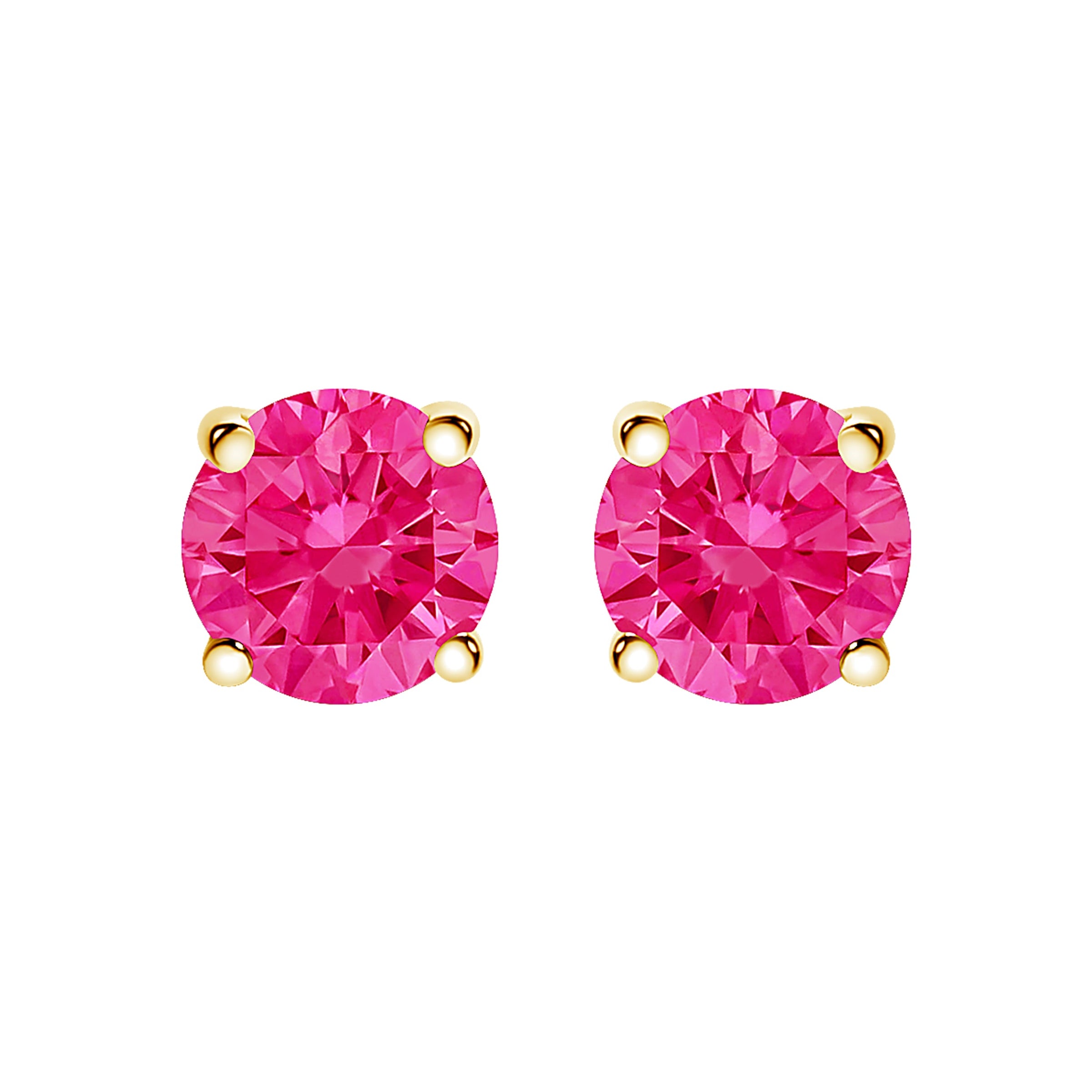 14K Yellow Gold 1.00 Cttw Round Brilliant Cut Lab Grown Pink Diamond 4-Prong Classic Solitaire Earrings (Pink Color, VVS2-VS1 Clarity)