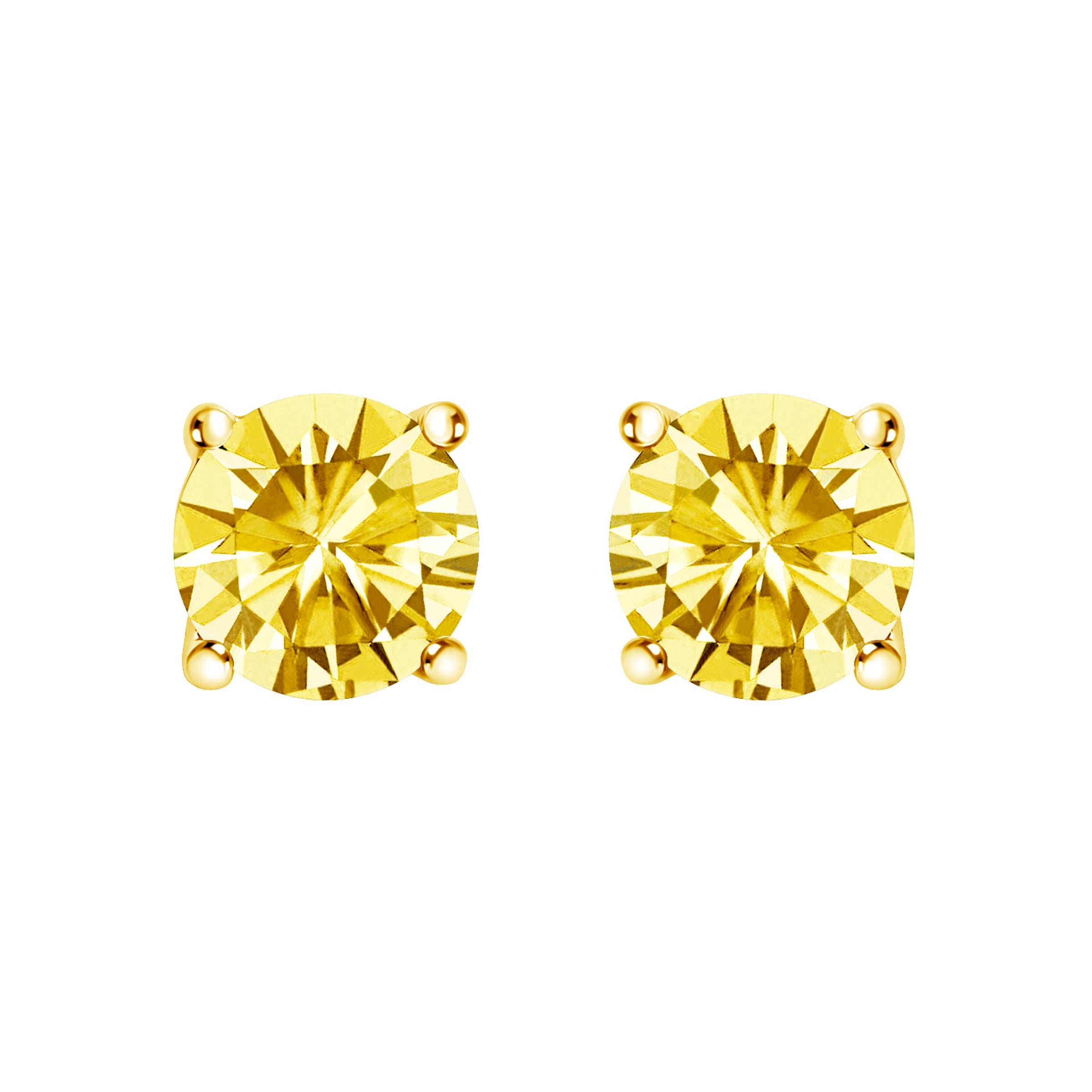 14K White Gold 1.0 Cttw Lab Grown Yellow Diamond Solitaire Stud Earrings (Yellow Color, VS2-SI1 Clarity)