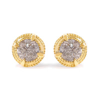 14K Yellow Gold Plated .925 Sterling Silver 1.0 Cttw Round Brilliant Cut Diamond Solitaire Milgrain Stud Earrings (K-L Color, I2-I3 Clarity)