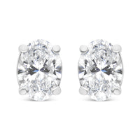 14K White Gold 1.00 Cttw Lab Grown Oval Solitaire Diamond Stud Earrings (F-G Color, VS2-SI1 Clarity)