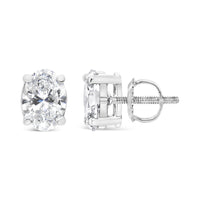 14K White Gold 1.00 Cttw Lab Grown Oval Solitaire Diamond Stud Earrings (F-G Color, VS2-SI1 Clarity)