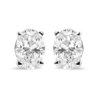14K White Gold 3/4 Cttw Oval Shape Lab Grown Diamond Solitaire Stud Earrings (F-G Color, VS1-VS2 Clarity)