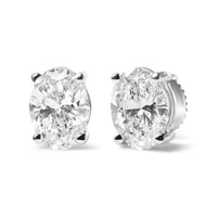14K White Gold 2.0 Cttw Prong Set Lab Grown Oval Diamond Solitaire Stud Earring (F-G Color, VS1-VS2 Clarity)
