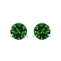 14K White Gold 1.0 Cttw 3-Prong Martini Set Lab Grown Green Diamond Solitaire Stud Earrings