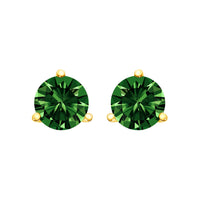 14K White Gold 1.0 Cttw 3-Prong Martini Set Lab Grown Green Diamond Solitaire Stud Earrings