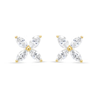 14K White Gold 1/2 Cttw Marquise Diamond 8 Stone Floral Leaf Stud Earrings (H-I Color, SI1-SI2 Clarity)