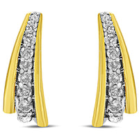 10K Yellow Gold Plated .925 Sterling Silver 0.50 Cttw Round Diamond Graduated Huggie Earrings (I-J Color, I2-I3 Clarity)