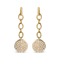 18K Yellow Gold Plated .925 Sterling Silver 1.0 Cttw Diamond Composite Cluster Dangle Chain Earrings (I-J Color, I1-I2 Clarity)