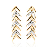 18K Yellow Gold Plated .925 Sterling Silver 1/5 Cttw Diamond Chevron Arrow Stud Earring (I-J Color, I2-I3 Clarity)
