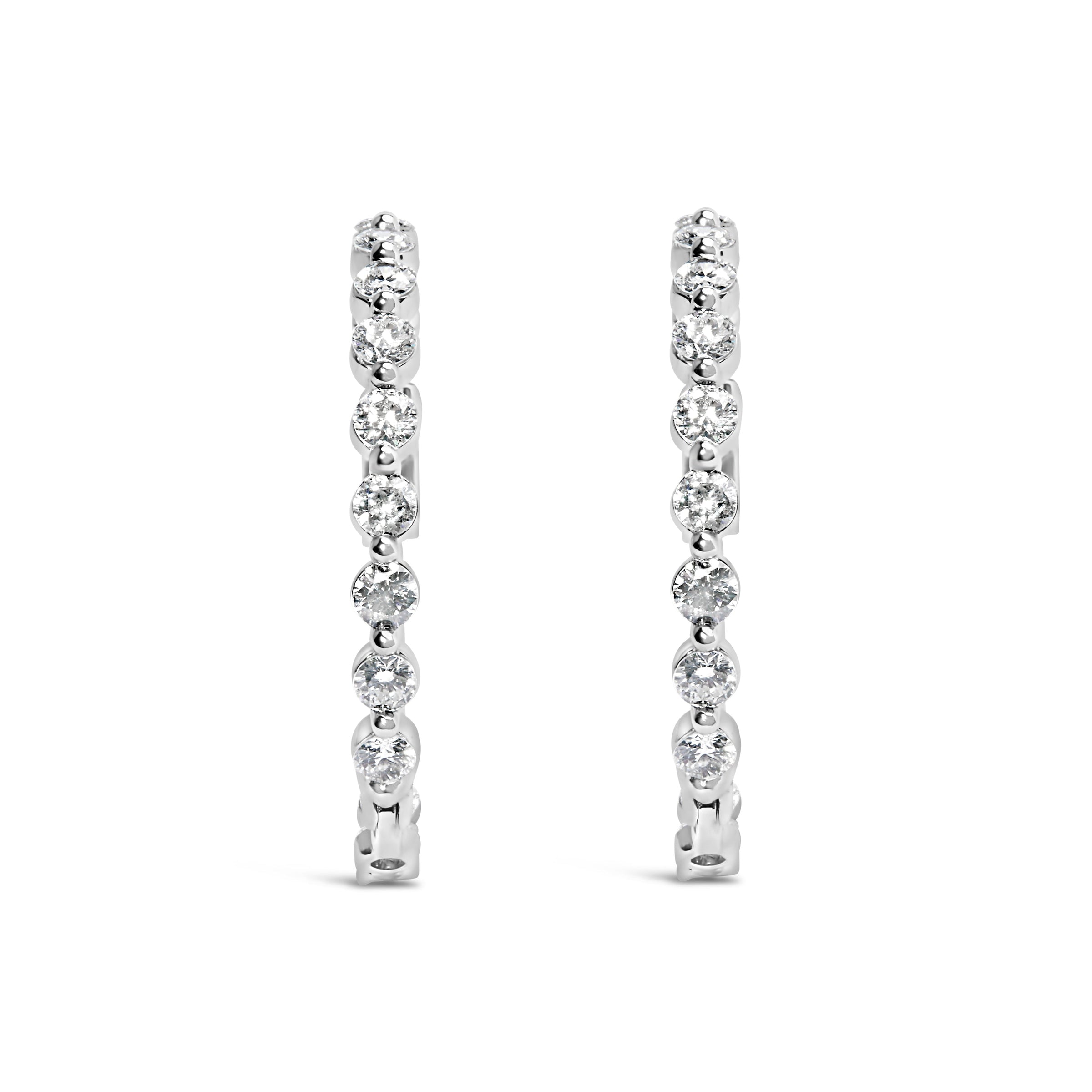 14K White Gold 5.00 Cttw Lab Grown Diamond Inside-Out Hoop Earring