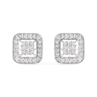 10K White Gold 5/8 Cttw Diamond Square Shaped Composite Stud Earrings (I-J Color, I1-I2 Clarity)