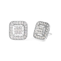 10K White Gold 5/8 Cttw Diamond Square Shaped Composite Stud Earrings (I-J Color, I1-I2 Clarity)