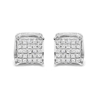 10K White Gold 1/2 Cttw Princess Cut Diamond Square Shaped Multi Stone Stud Earrings (H-I Color, SI1-SI2 Clarity)