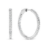 14K White Gold 1.0 Cttw Princess Diamond Inside Out Hoop Earrings (H-I Color, I1-I2 Clarity) - 23 MM