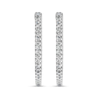14K White Gold 1.0 Cttw Princess Diamond Inside Out Hoop Earrings (H-I Color, I1-I2 Clarity) - 23 MM