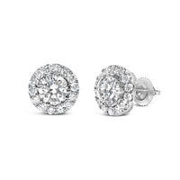 14K White Gold 3.0 Cttw Lab-Grown Diamond Hidden Halo Stud Earrings