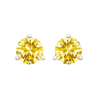 14K White Gold 3-Prong Martini Set 1.0 Cttw Yellow Lab Grown Diamond Solitaire Stud Earrings