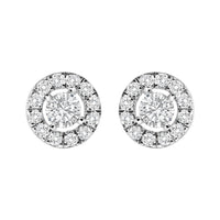 14K White Gold 3/4 Cttw Lab-Grown Diamond Floating Halo Stud Earring (F-G Color, VS1-VS2 Clarity)