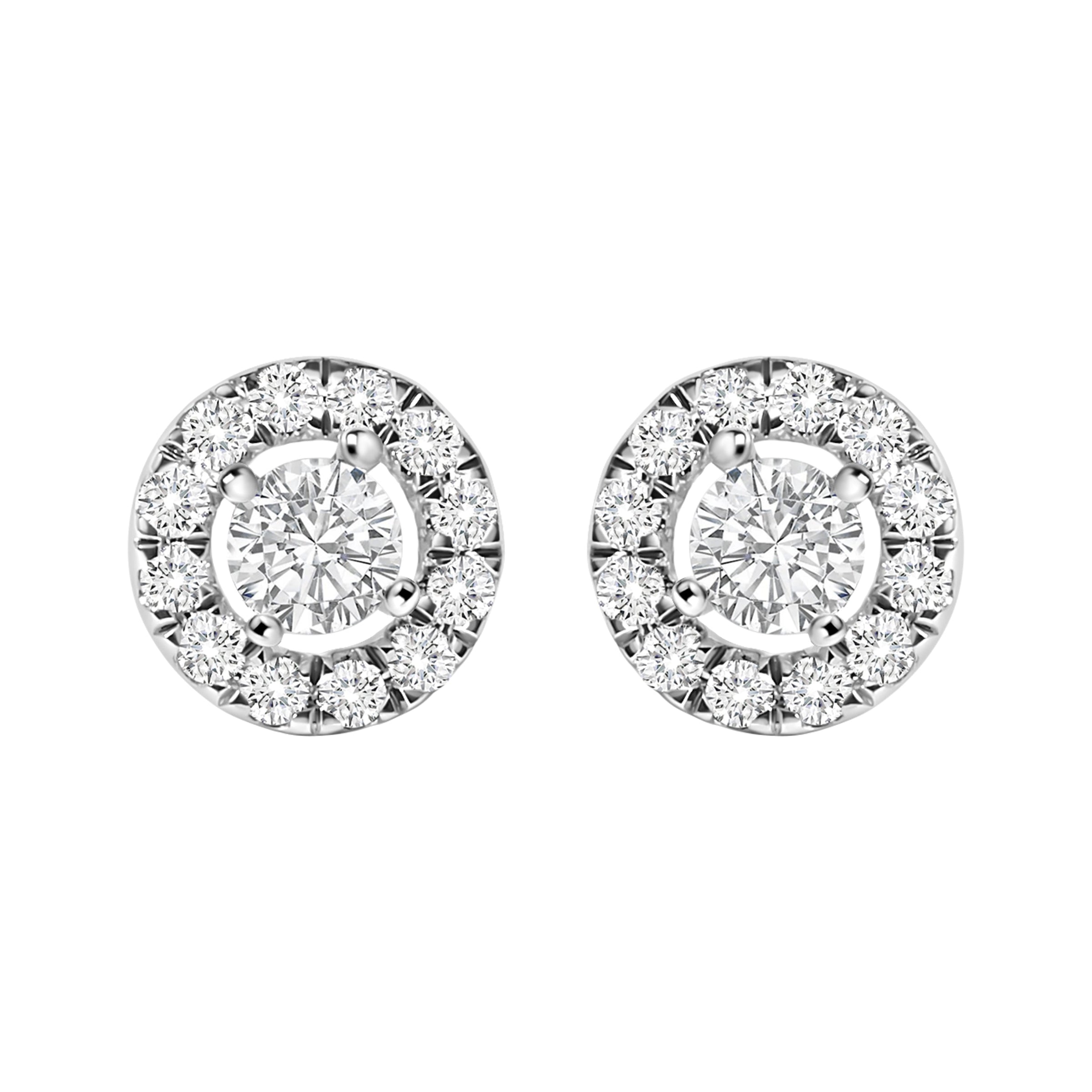 14K White Gold 3/4 Cttw Lab-Grown Diamond Floating Halo Stud Earring (F-G Color, VS1-VS2 Clarity)