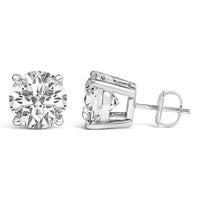 14K White Gold 4.0 Cttw Round Lab Grown Diamond Solitaire Stud Earrings with Screw Backs