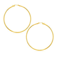14k Yellow Gold Polished Large Round Hoop Earrings