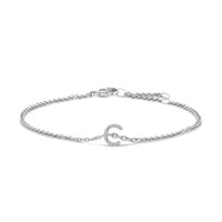 10K White Gold Diamond Accent "A" Initial Charm and Link Bracelet