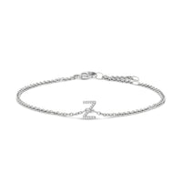 10K White Gold Diamond Accent "A" Initial Charm and Link Bracelet
