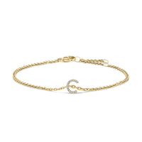 10K White Gold Diamond Accent "A" Initial Charm and Link Bracelet