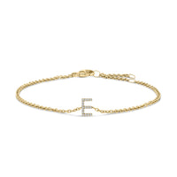 10K White Gold Diamond Accent "A" Initial Charm and Link Bracelet