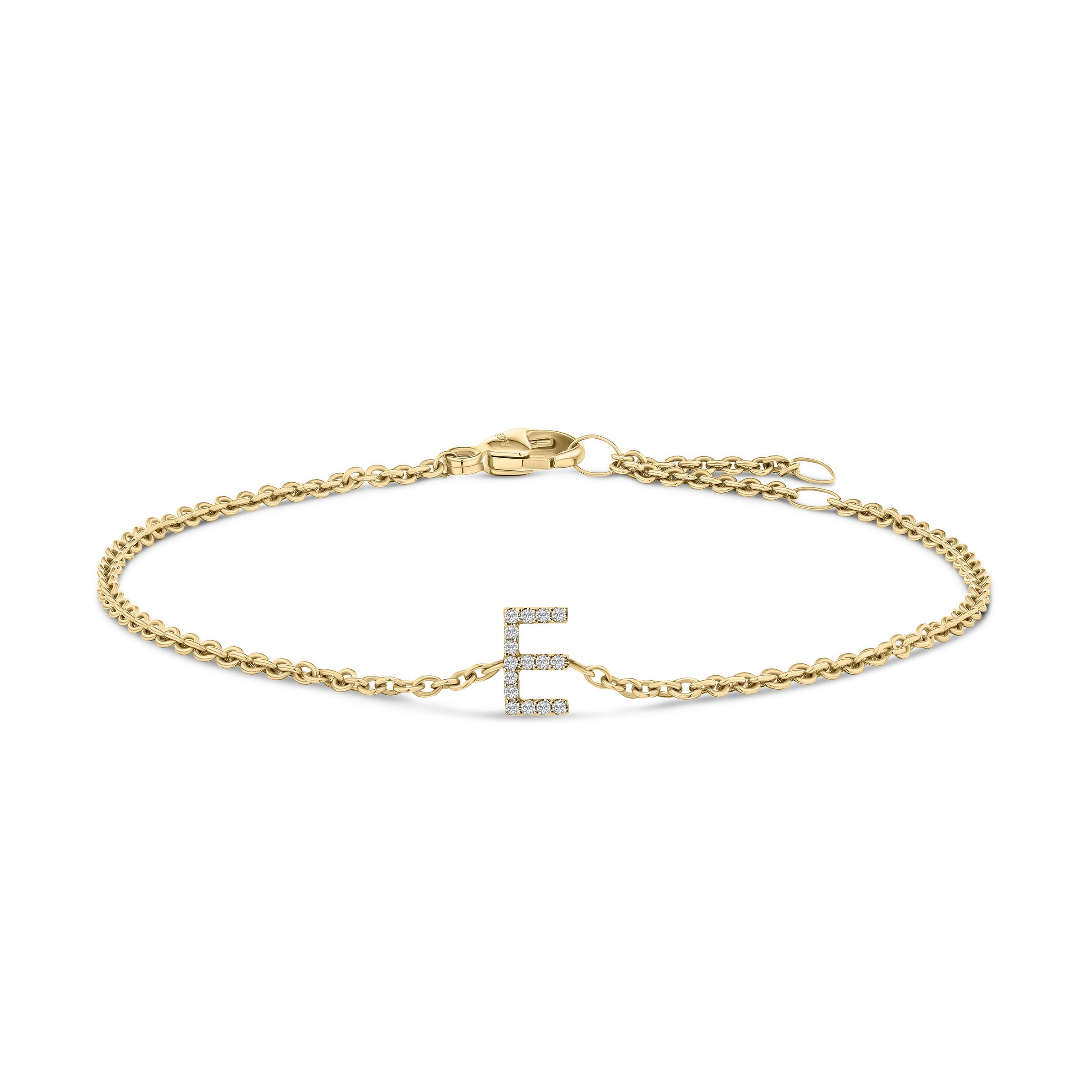 10K White Gold Diamond Accent "A" Initial Charm and Link Bracelet