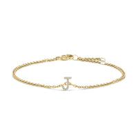10K White Gold Diamond Accent "A" Initial Charm and Link Bracelet