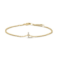 10K White Gold Diamond Accent "A" Initial Charm and Link Bracelet