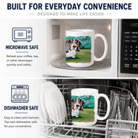 Basset Hound Double Trouble Ceramic Coffee Mug 15 oz Decorative Large C Handle Mug Cup for Tea, Cocoa Hot Chocolate