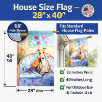Whippet Waiting on you House Flag 28x40 Porch Sleeve Pole Decorative Outside Yard Banner Artwork Wall Hanging, Polyester