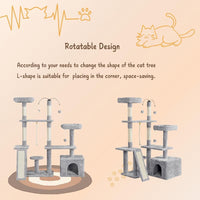 Ultimate 53.5-Inch Rotatable Cat Tree: Multi-Level Playground for Kittens and Large Cats with Cozy Condo and Scratching Posts in Light Gray - BIG FRENCHIES