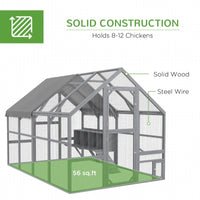 Large Chicken Coop With Nesting Box, Water-Resistant And Anti-UV Cover For 8-12 Chickens, GrayMultiple Packages Shipped.