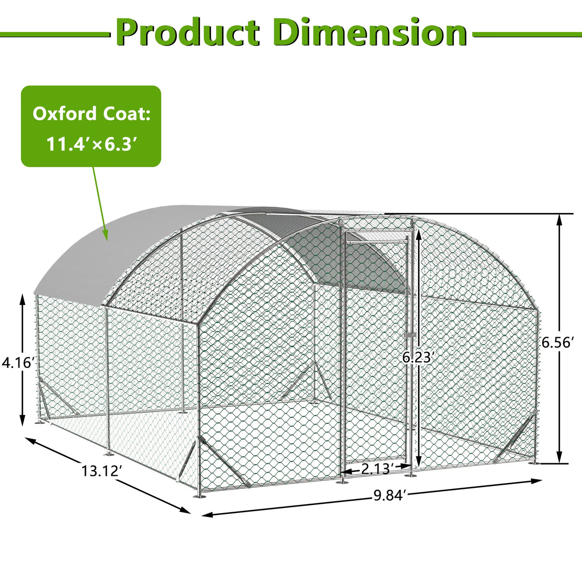 9.84' x 13.12' x 6.56' Large Chicken Coop Metal Chicken Run with Waterproof and Anti-UV Cover