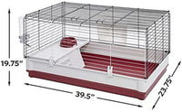158 Wabbitat Deluxe Rabbit Home, Rabbit Cage, 39.5 L X 23.75 W X 19.75 H Inch, Maroon/White - BIG FRENCHIES
