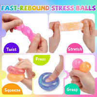 16 Pack Slow Rising Stress Balls，Textured Memory Soft Stress Ball – Fun for Kids & Family - 24 Pack Glitter Stress Balls - image 3