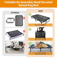 Elevated Dog Bed, Foldable Raised Dogs Bed Outdoor Dog Cots Beds for Large Dogs Cooling Outside Camping Chew-Proof No Assembly Need, Black