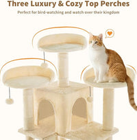 Made4Pets Tall Cat Tree, 80" Cat Tree Tower for Indoor Cats Large Adult, Modern Cat Tower with Scratching Post, Cozy Hammock, 3 Perches and 2 Condos, Sturdy and Fluffy, Beige