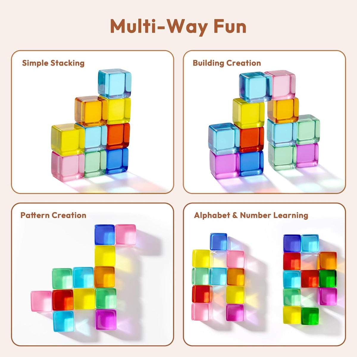 Woodtoe 24 PCS Rainbow Blocks Set - 120PCS Rainbow Blocks - image 4