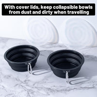 SLSON Dog Bowls Pet Collapsible Bowl with Cover Lids - Black and Black / Medium Solid - image 3
